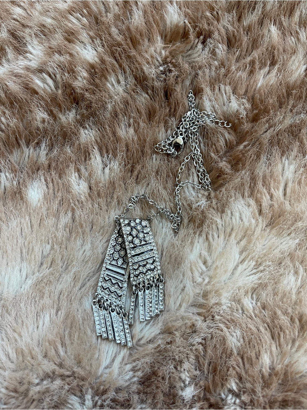 Sparkling Silver Crystal Fringe Necklace for Women